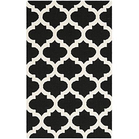 Safavieh 6 x 9 ft. Medium Rectangle Contemporary Dhurries- Black and Ivory- Flatweave Rug DHU623A-6